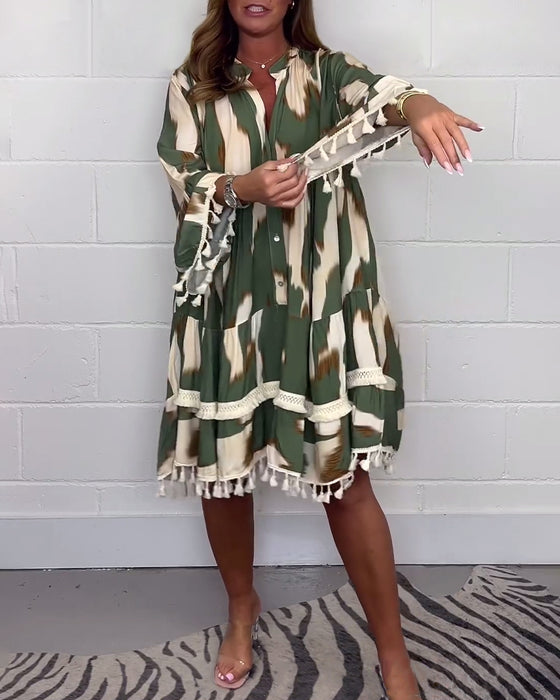 Afslappet kjole med vintage print