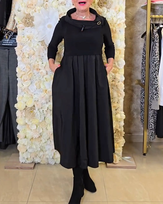 Kjole Fashionable Street Ensfarvet A-linje