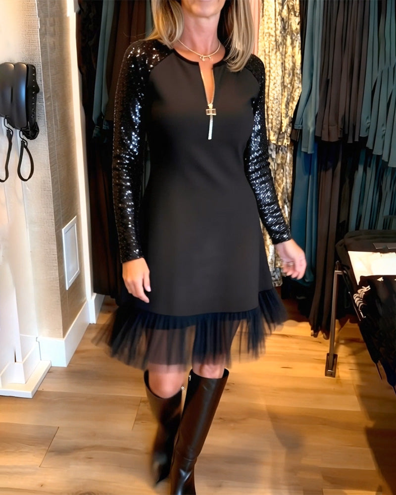 Kjole Modne Glimmer Lynlås Syning