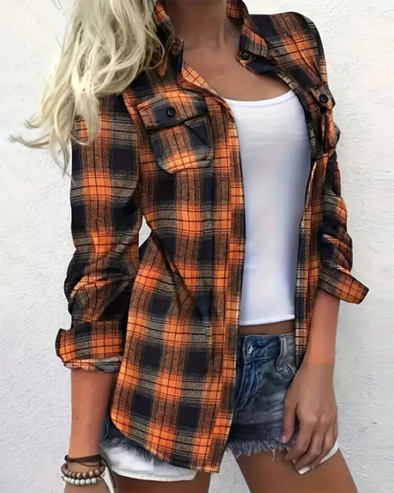 Bluse Casual Rutet Skjorte