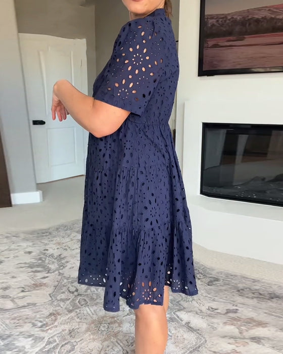 Kjole Stående Krave Udskåret A-Linje