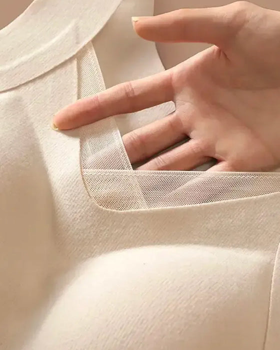 Tank Top Firkantet Hals Ensfarvet Indbygget BH