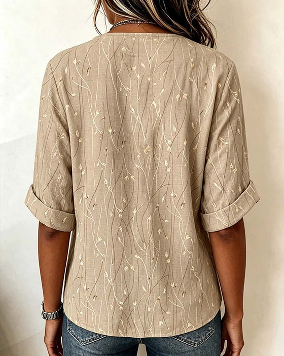 Bluse Mini V-Hals Knap Casual