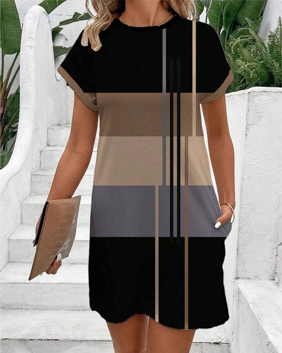 Kjole Rund Hals Mode Casual Trykt