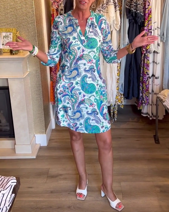 Shift-kjole med Paisley print