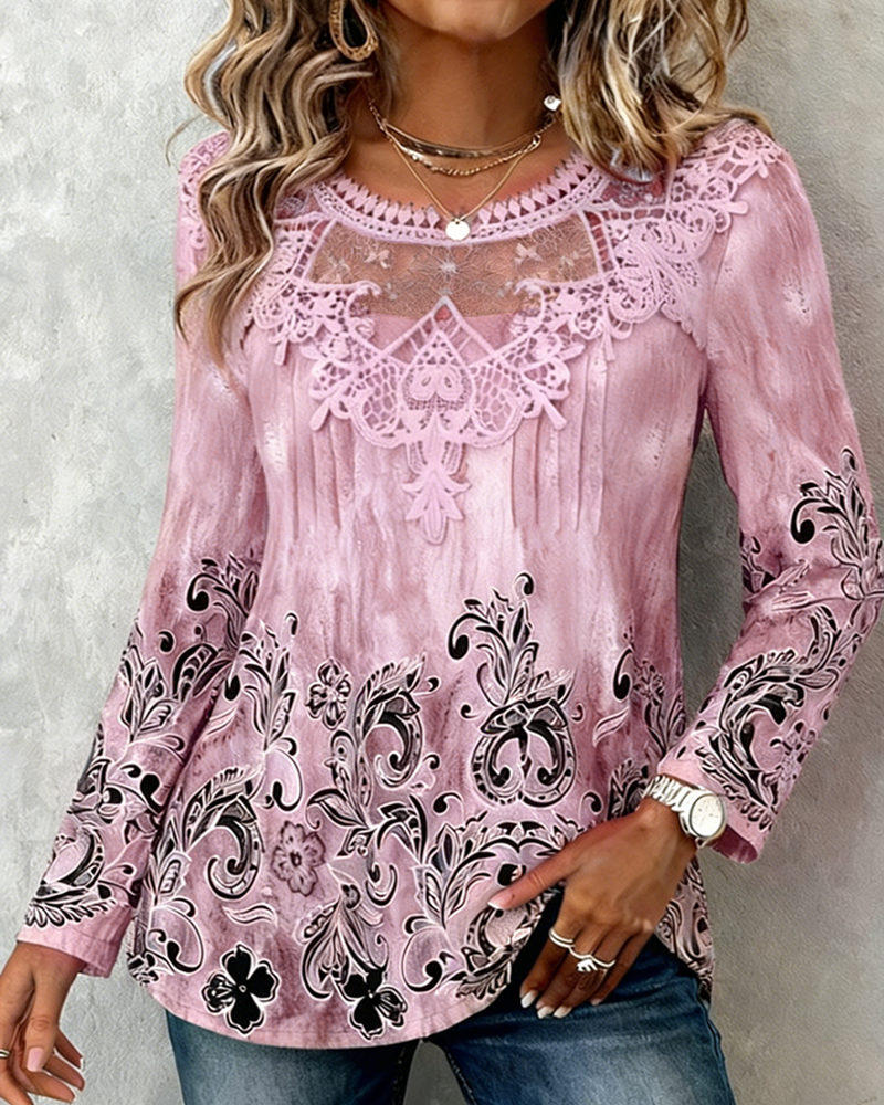 Bluse Patchwork Krave Og Strategisk Placeret Trykt