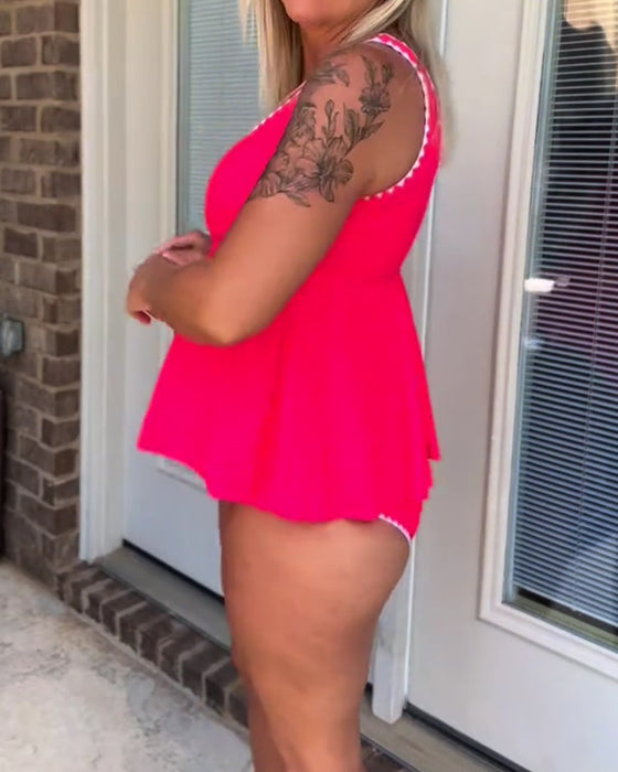 Tankini Stilfuld Kontrast Trekant