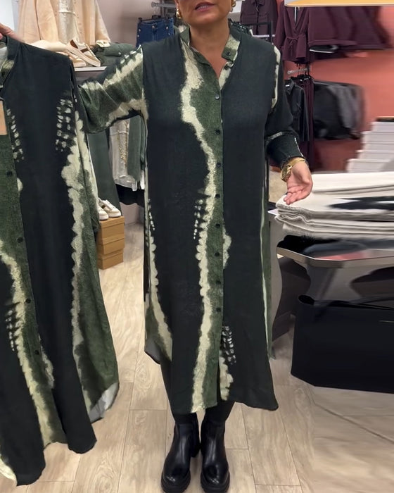 Ståkrave skjortekjole med trykknapper