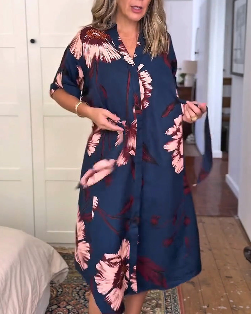 Kjole Blomsterprint Skjorte