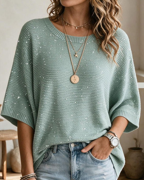 Pullover Rundhalset 3/4 Ærme Casual
