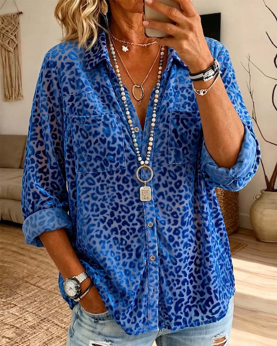 Skjorte Leopard Lomme Knap