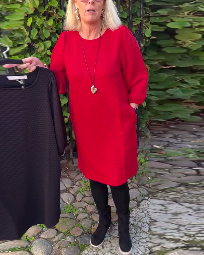 Kjole afslappet ensfarvet rund hals