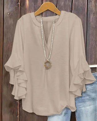 Bluse Lille V-Hals Ruffle