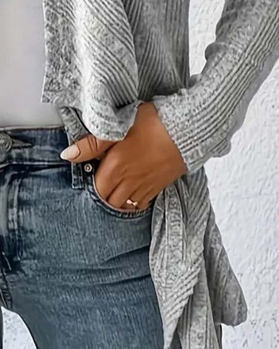 Cardigan Casual Ensfarvet Uregelmæssig
