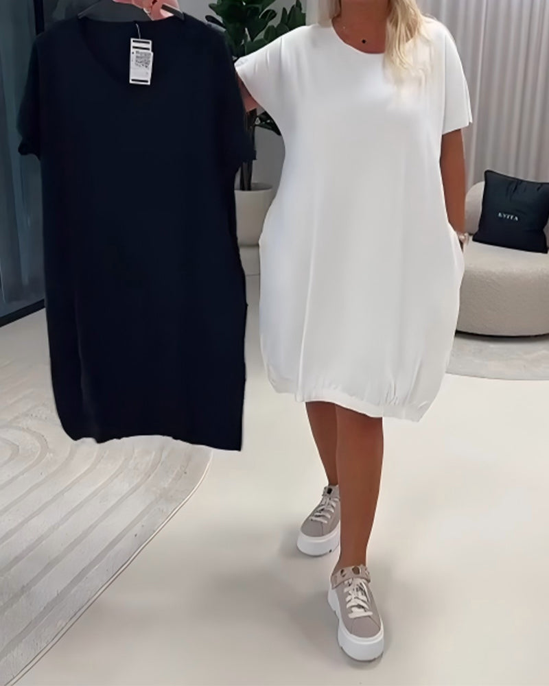 Kjole Kortærme Rund Hals Loose-Fit