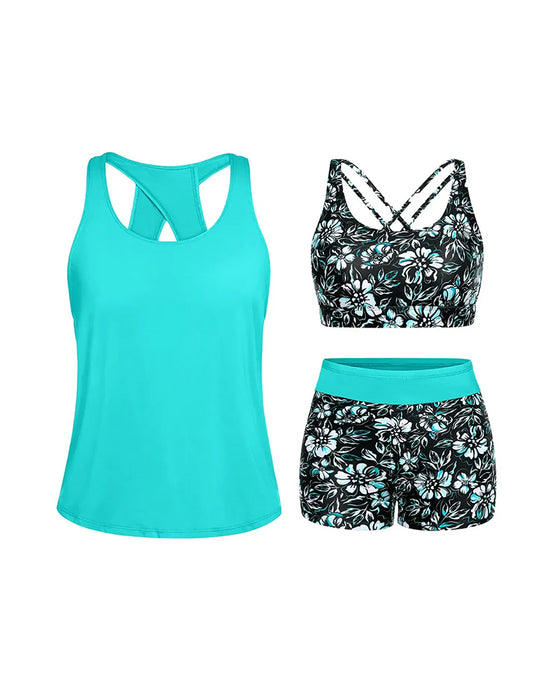 Tankini Blomstrende Tryk Tredelt