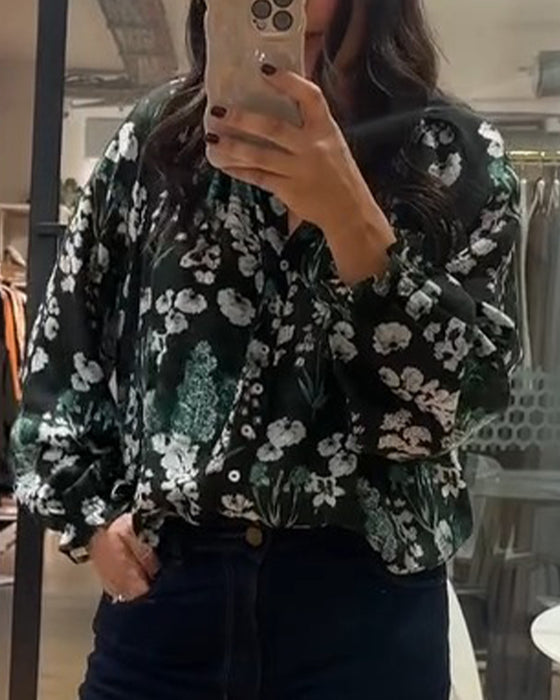 Bluse Afslappet Langærmet Trykt