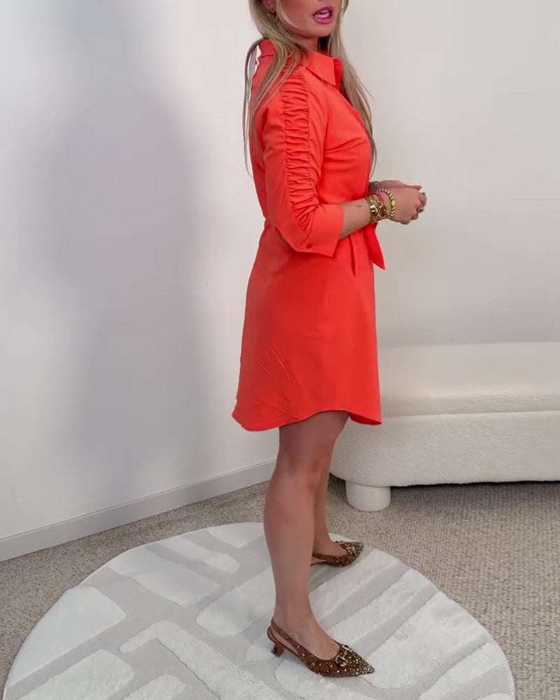 Kjole Ensfarvet Strop Skjorte