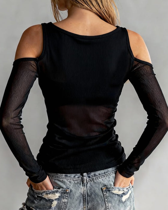 Bluse Kryds Og Tværs V-Hals Off-Shoulder