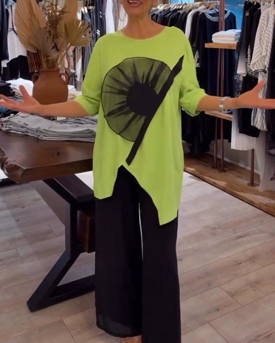 T-Shirt Blomsterprint Kortærmet Afslappet