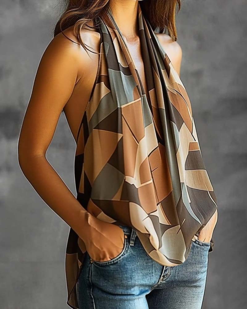 Tanktop Elegant Trykt Ærmeløs