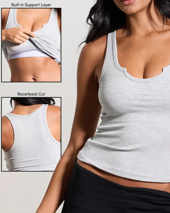 Tank Top U-hals Racerback Ensfarvet