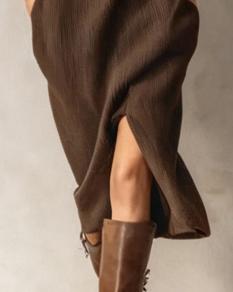 Kjole Knappet Halsedragt Slids Kant