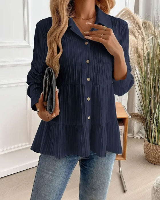 Elegant Skjorte Med Reverskrave Og Taljeret Snit