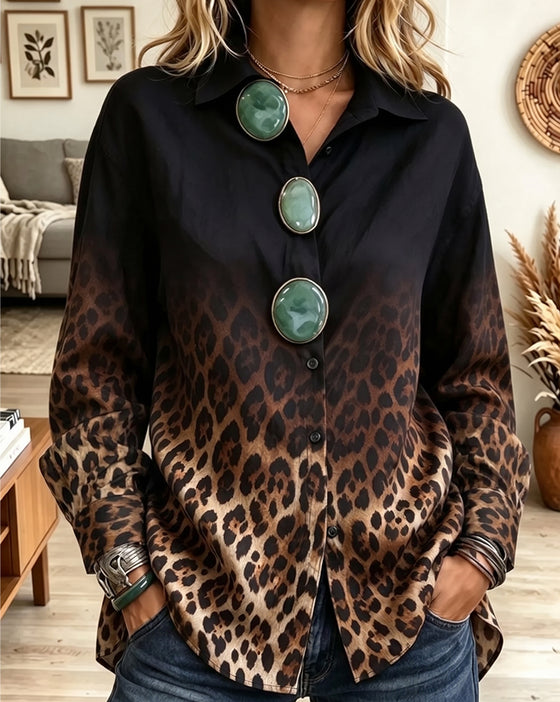 Skjorte Gradient Leopard Revers