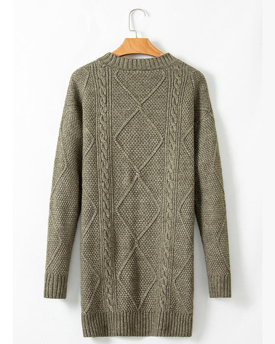 Strikkjole afslappet rund hals ensfarvet