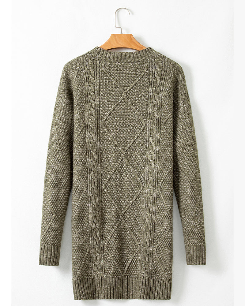 Strikkjole afslappet rund hals ensfarvet