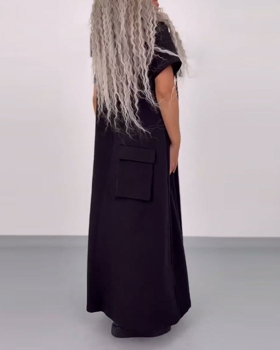 Kjole Ensfarvet Hættetrøje Casual