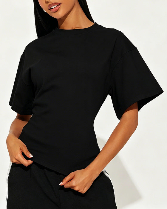 T-Shirts Løs Drop Skulder Bag Lynlås