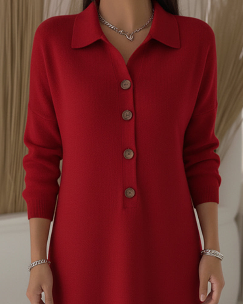 Moderigtig Kjole Med Knapper Og Revers