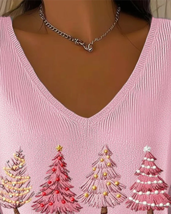 V-Udskåret Langærmet Sweater