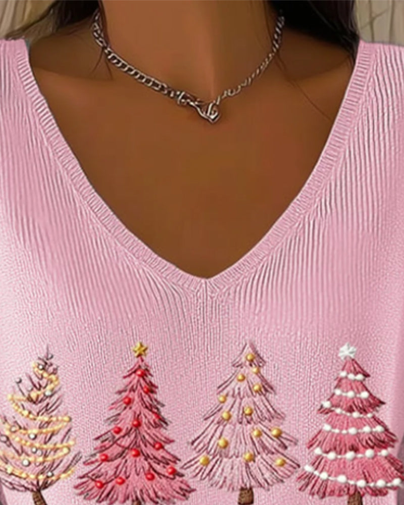 V-Udskåret Langærmet Sweater