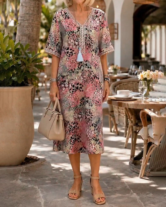 Kjole Farverig Leopard Print Midi