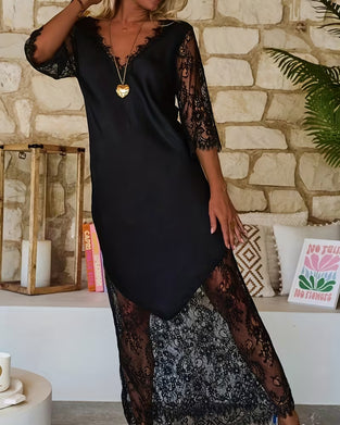 Kjole V-Hals Klaedepanel Elegant