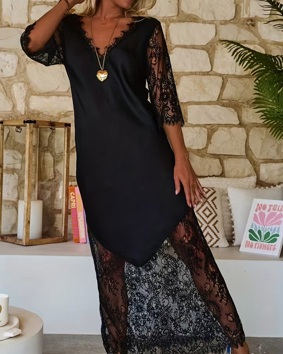 Kjole V-Hals Klaedepanel Elegant