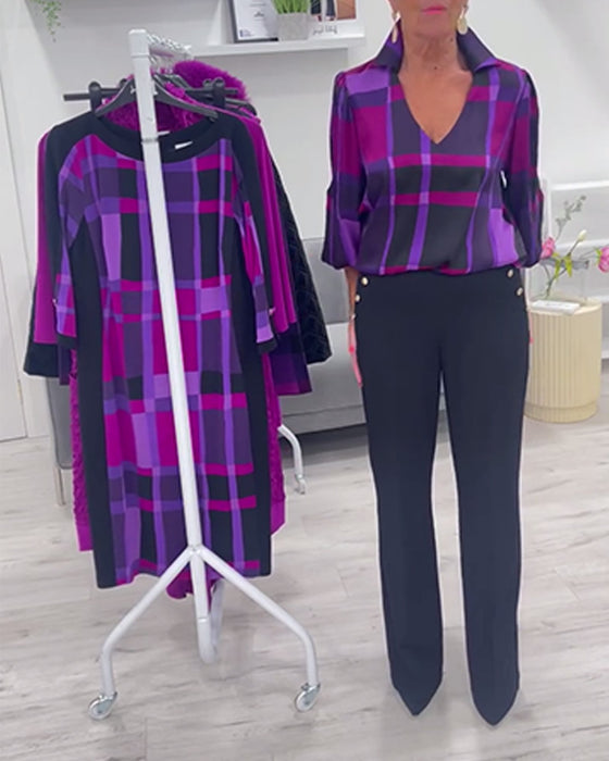 Ternet bluse med V-hals