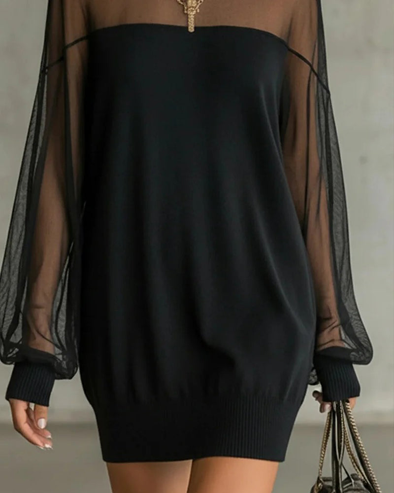 Kjole Lygterme Ensfarvet Patchwork