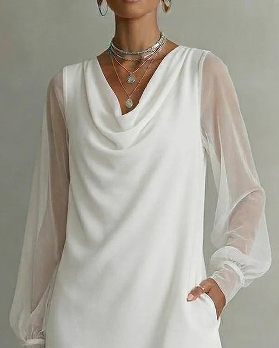 Kjole Åndbar Ærme Cowl Neck