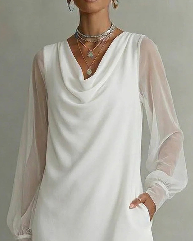 Kjole Åndbar Ærme Cowl Neck