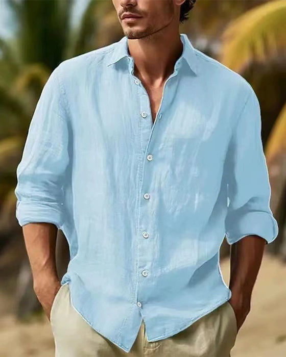 Herre Skjorte Button-Down Afslappet