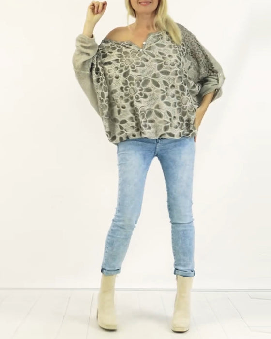 Stilfuld off-shoulder bluse med print