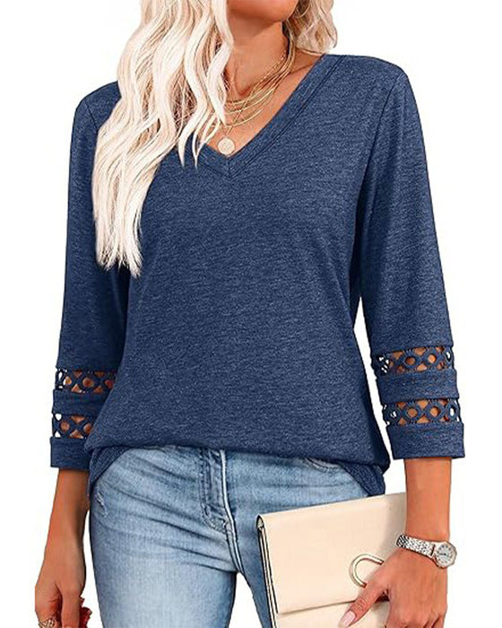 V-Hals T-shirt Med Hullet Krage Design