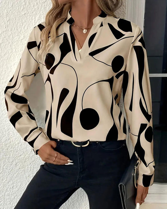 Bluse Abstrakt Geometrisk Tryk