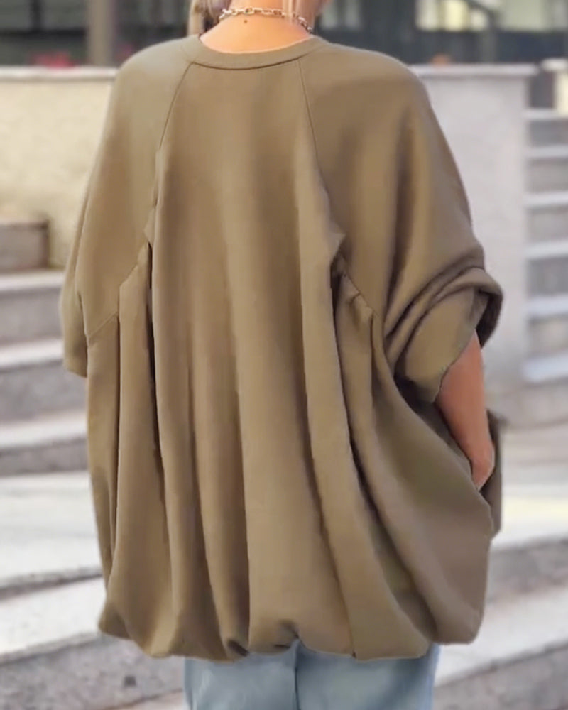 Top Ensfarvet Løs Asymmetrisk