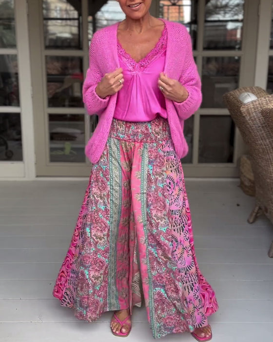 Bredbenede bukser i lagdelt design