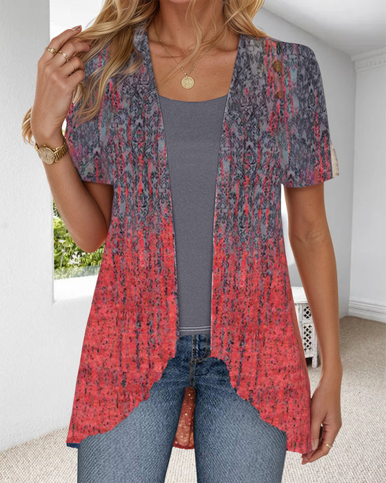 Bluse Falsk To-Del Kortærmet Uregelmæssig